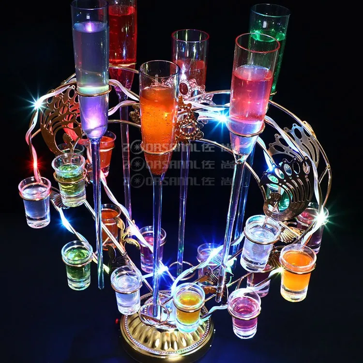 Bar night KTV luminous wine rack saxophone bullet cup holder creative cocktail cup holder luminous cup holder