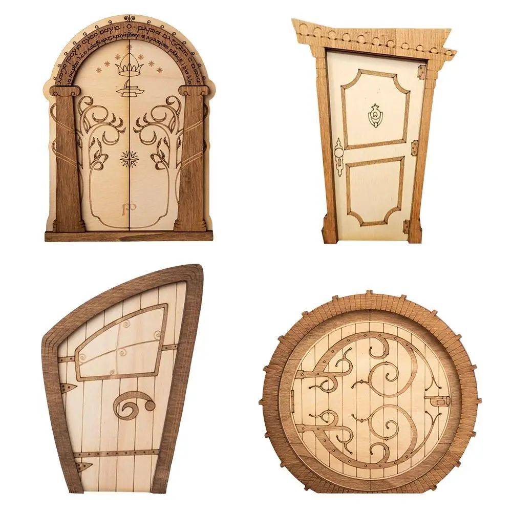 Wooden Elf Door DIY Garden Accessories Miniature Landscape Fairy Door Small Courtyard Garden Decoration for Tree Decoration