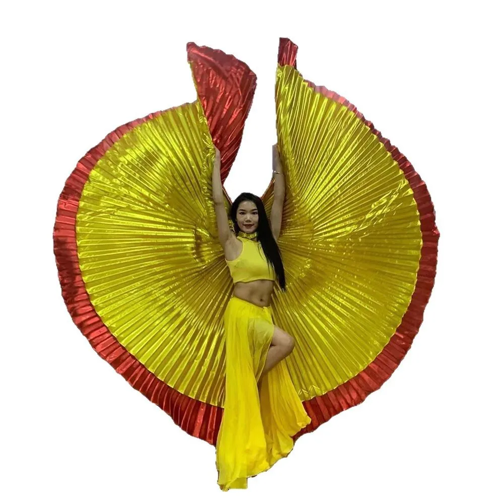 คู่สีแดงทอง Belly Dance Performance Props Oriental Dance Belly Dance ปีกทอง