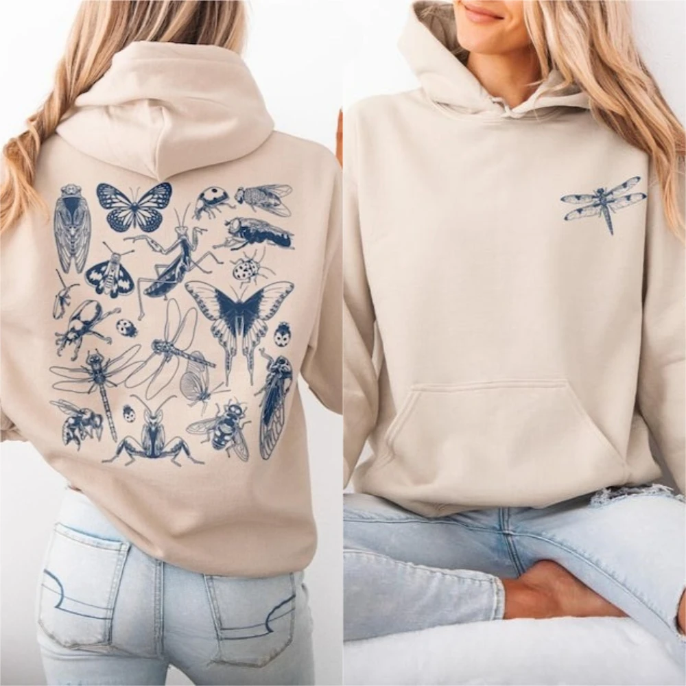 Vintage Insect Hoodie Aesthetic Entomology Sweatshirt Retro Tattoo Inspired Bug Sweater Dark Cottagecore Goblincore Clothing