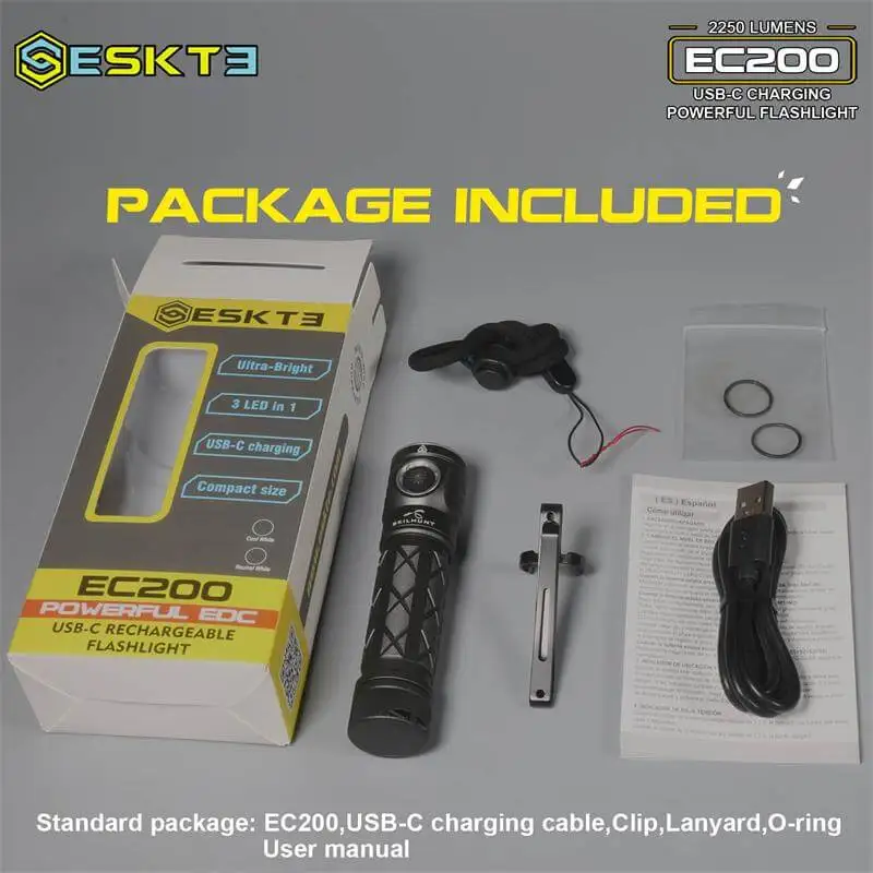 Imagem -05 - Skilhunt-lanterna Edc Recarregável Edc 2250 Lumens Ec200