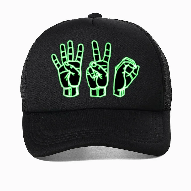 

Subtle Stoner Sign Language 420 Basic printing Baseball cap Fashion Men Adjustable Snapback hats summer Mesh Breathable caps
