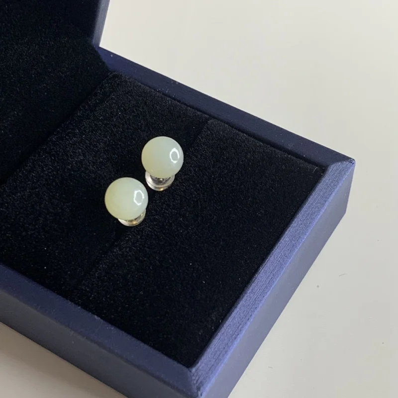 

Earrings 925 Silver Jewelry Metal Hetian Jade Women