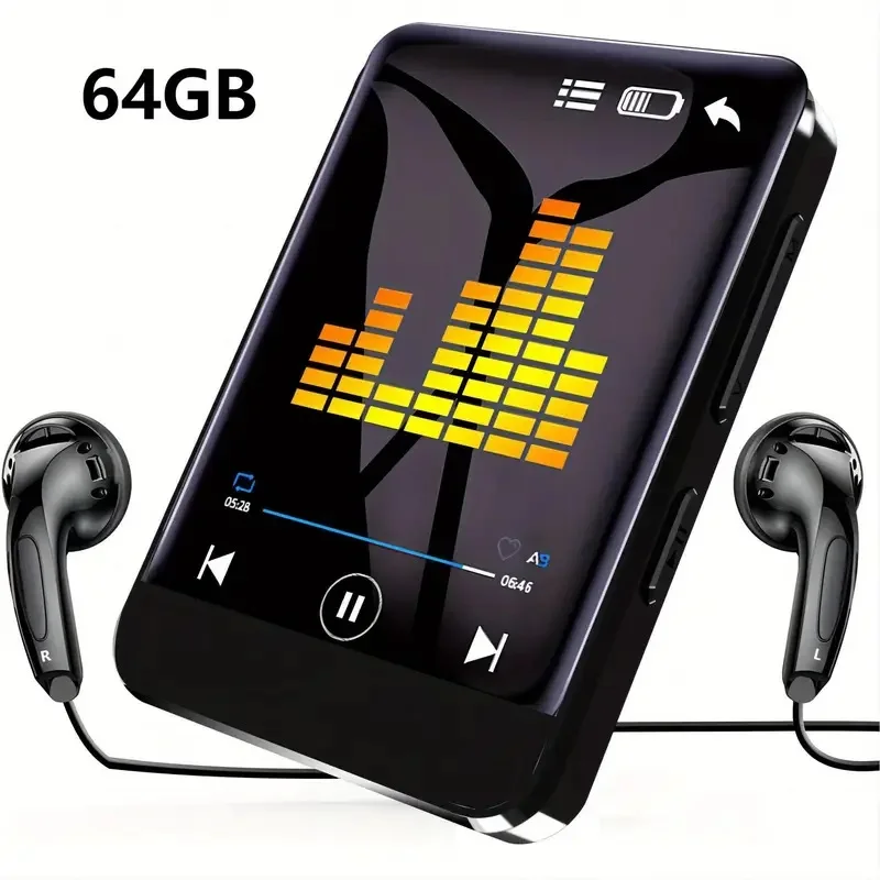 64GB Portable MP3 Walkman Bluetooth MP3 Player HIFI Lossless Sound Video Music Player Supports Video Playback And SD Card Slot