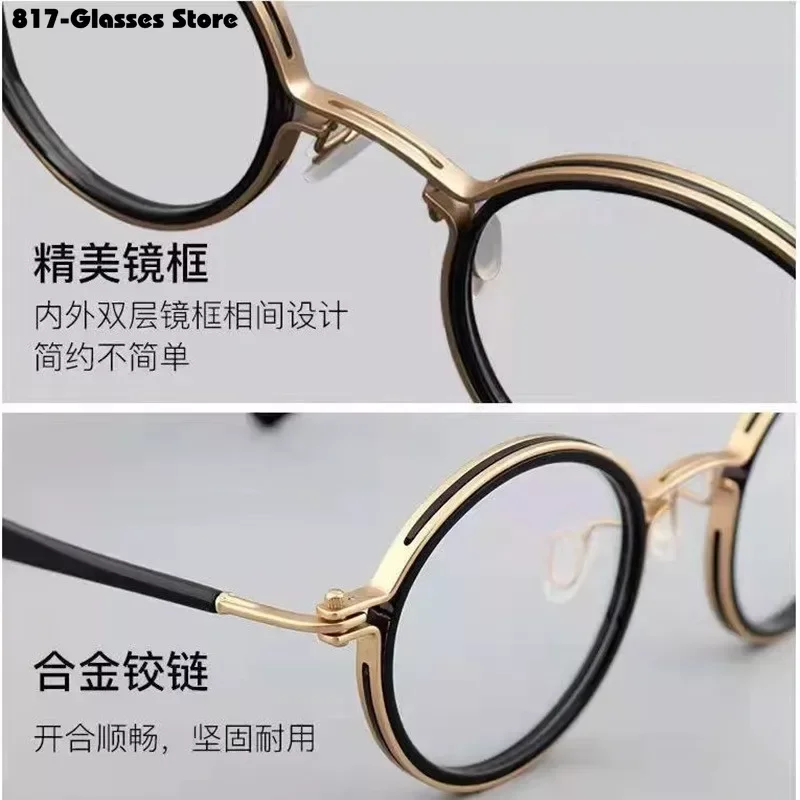 Retro Fashion Reading Glasses Men's Round Punk Style Metal Anti Blue Light Presbyopic Eyewear Unisex +1.0 To +4.0