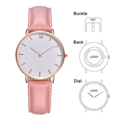 Pink Women Watch 36mm Case size Multicolors Bands Custom Logo Picture Dial Wristwatch Genuine Quartz Watches