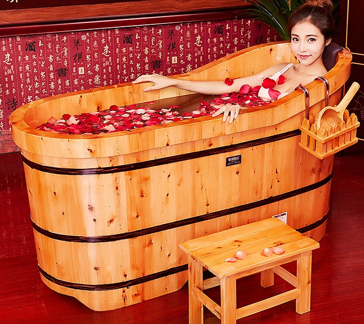 Xiangbai Wooden Bucket Bath Tub Fumigation Bath Solid Wood Bucket Bath Tub Bathtub Adult Wooden Household