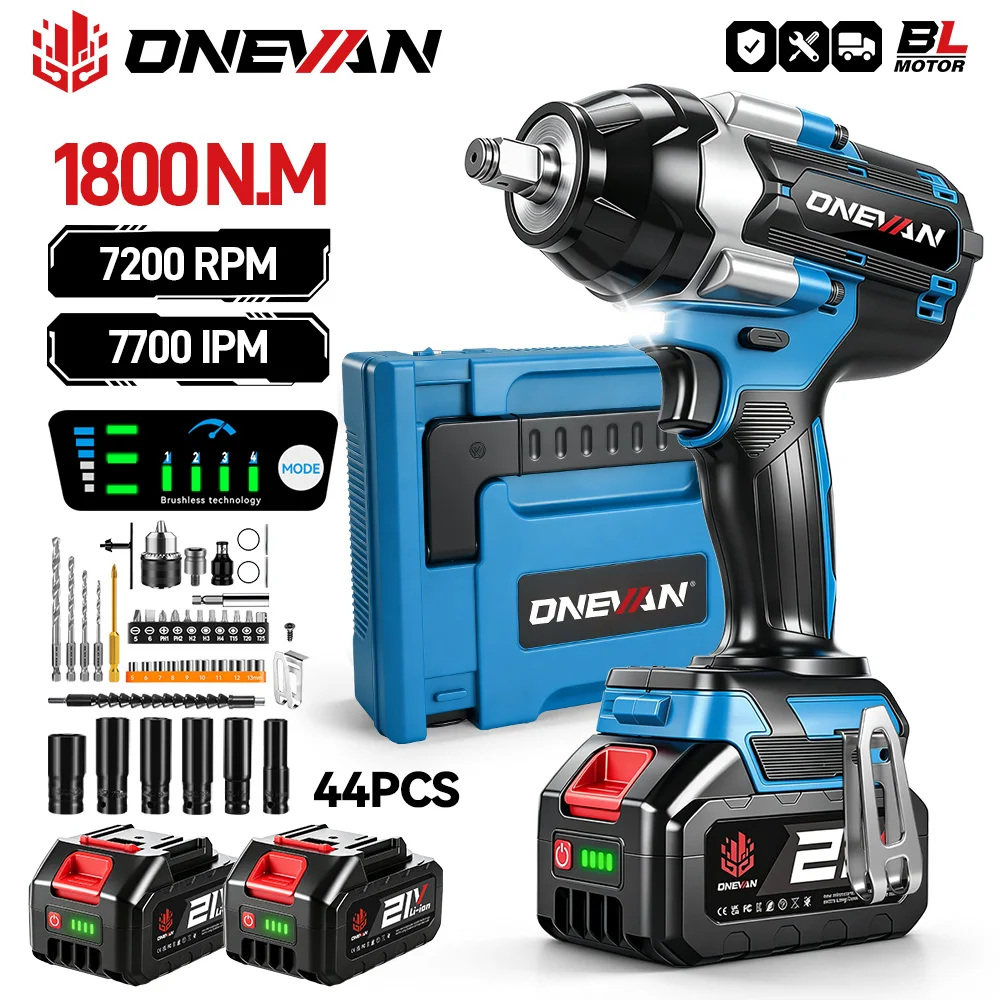 ONEVAN 1800N.M Bürstenloser Elektroschrauber 1/2 Zoll Akku-Schlagschrauber Schraubendreher Autoreparaturwerkzeug für Makita 18V Batterie Pin