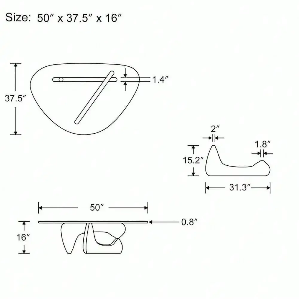 طاولة قهوة Noguchi مثلثة من الزجاج بقاعدة من الخشب الصلب الفاخر بلون الكرز #5