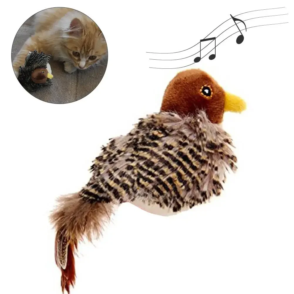 Hot Sell New Cat Toy Sparrow Shaped Funny Bird Simulation Sound Toy Pet Interactive Sounding Plush Doll Pet Supplies