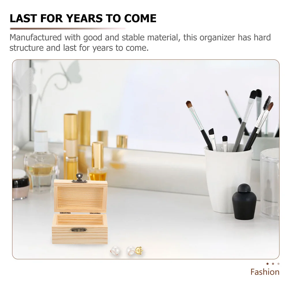 2Pcs Unfinished Wooden Box DIY Unpainted Storage Organizer Heart Shape Rectangular Jewelry Keepsake Craft Small Storage Box