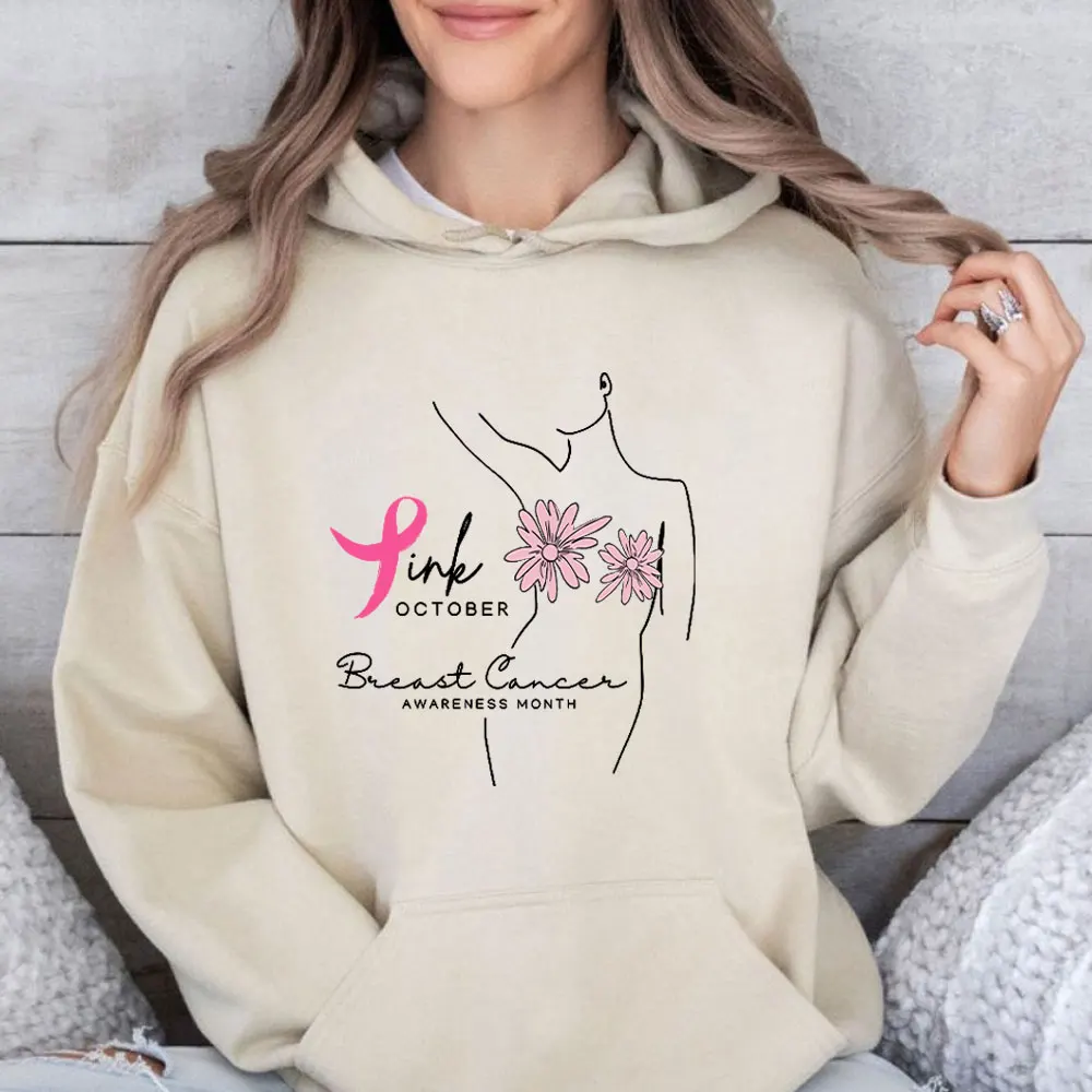 Rosa Oktober-Sweatshirt mit Gänseblümchen-Grafikdruck, Damenbekleidung, Brustkrebs-Bewusstseinsmonat-Sweatshirts, Krebs-Krieger-Kleidung