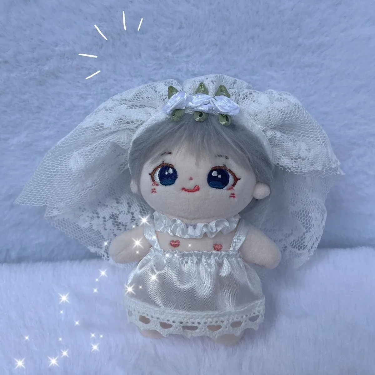 

10CM Doll Clothes White Lace Princess Wedding Dress With Veil For Idol Dolls Accessories Plush Toys Clothes Gift