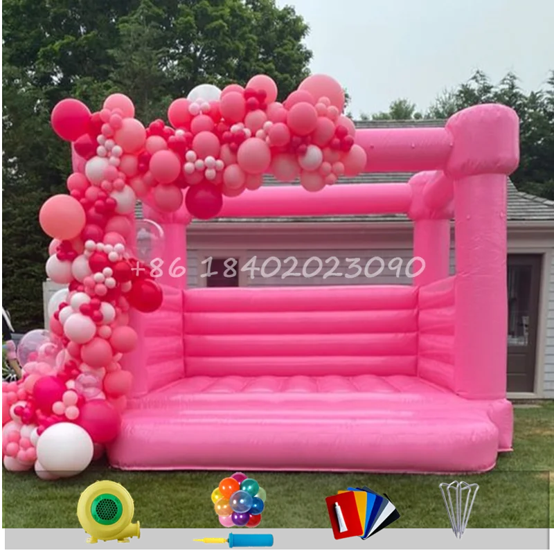 Commercial Birthday Party pink White Wedding Inflatable Jumping Castle Combo Inflatable Bouncy Castle Pastel Bounce House