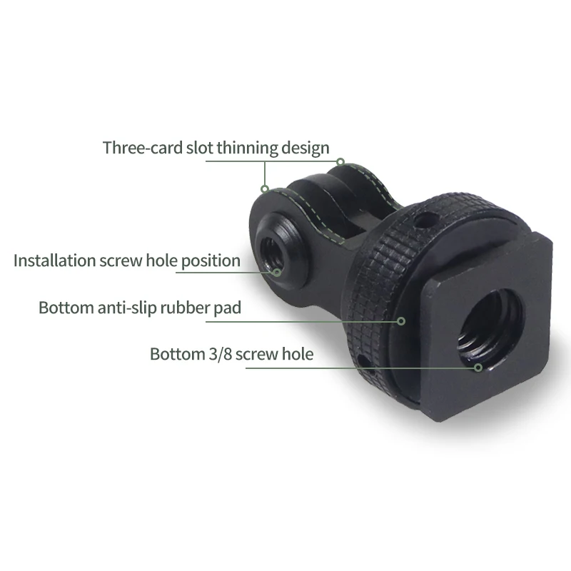 อลูมิเนียมอัลลอยด์ 360 หมุนร้อนเย็นรองเท้ากล้องถ่ายภาพขาตั้งกล้องอะแดปเตอร์สําหรับ GoPro 13 Mini สีดํา 12 11 10 DJI Action 2