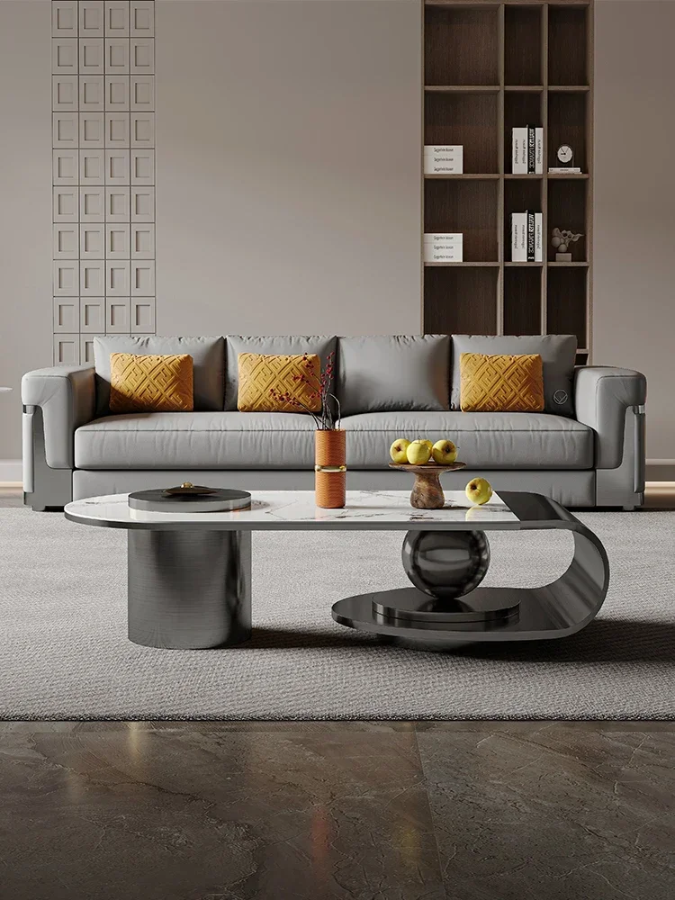 

Italian luxury rock tea table modern minimalist designer creative oval-sized living room home combination