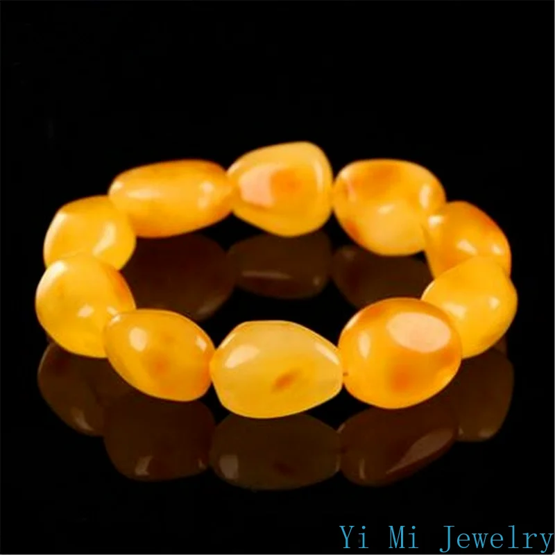 Natural Raw Mineral Beeswax Bracelet Amber Bracelet Men and Women Beeswax Original Stone Bracelet with Fashion Bracelet