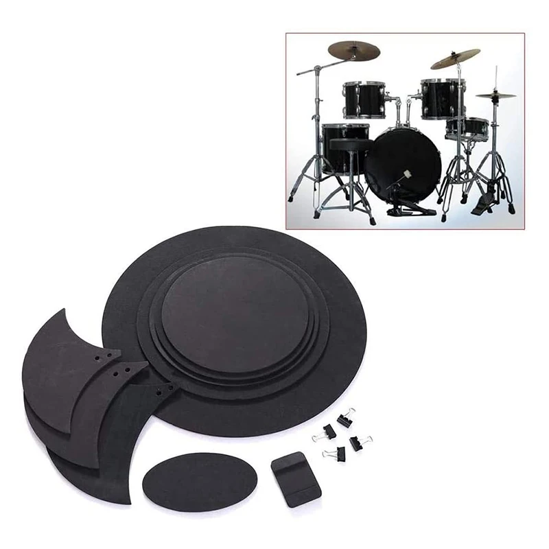 Imagem -04 - Tambor Mute Pad Mat para Drum Practice Mute Pads Fur Pad Sound Off Blocks Drum Silencer Belt Mat