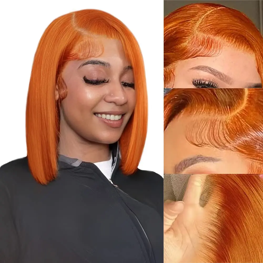 

Topnormantic Ginger Bob Wig Human Hair 13x4 Lace Front Wigs Human Hair Orange Bob Lace Front Human Hair Wigs 150% Density