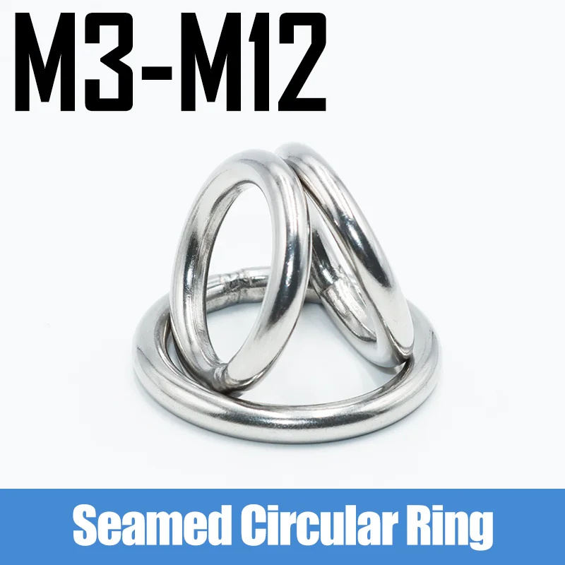 Solid O Ring 304 Stainless Steel Circle Ring High Temperature Resistance Corrosion for DIY Fishing Accessorie Heavy-duty Oring