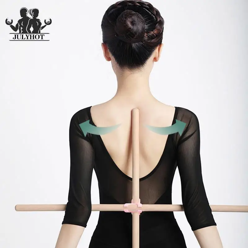 Wooden Yoga Pole Open Shoulder Beauty Back Posture Corrector Multipurpose Pranayama Stick For Dance Body Sculpting Home Fitness