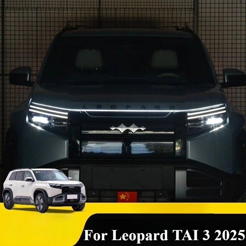

For Leopard TAI 3 2025 Front Bumper Daytime Running Light Grille LED Lights Front Face Decoration Accessories