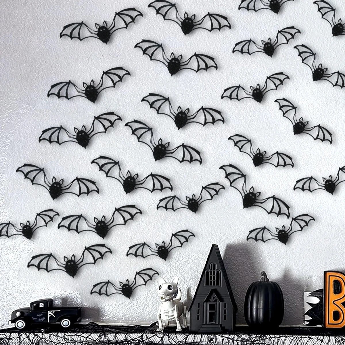 Halloween Bat Wall Sticker Party Favors Halloween Decorations Bat PVC Sticker for Home Trick or Treat Halloween Party Supplies