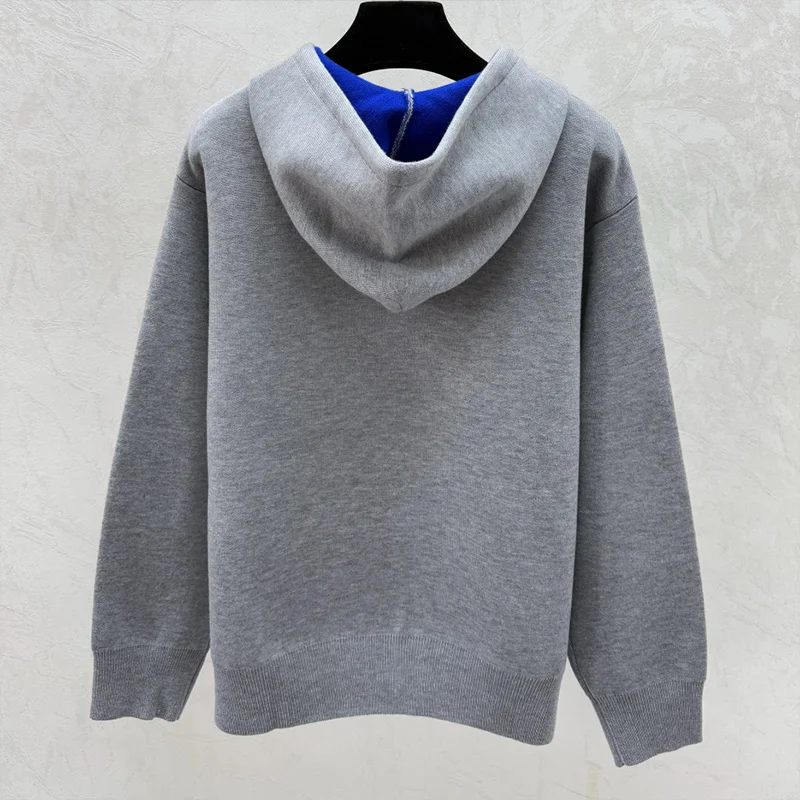 Sweat-shirt à capuche avec cordon de serrage pour femme, manteau simple et élégant avec logo brodé de haute qualité, 25120677