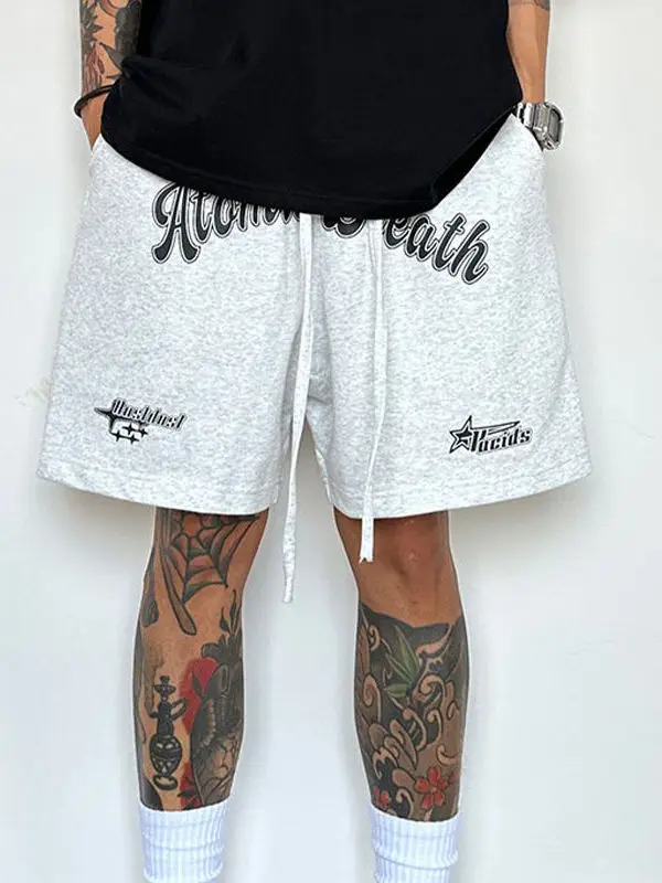 

Oversize Baskeall orts Мужские и женские повседневные брюки длиной пять четвертей с высокой талией и прямыми штанинами из полиэфирного волокна Летние Fa...