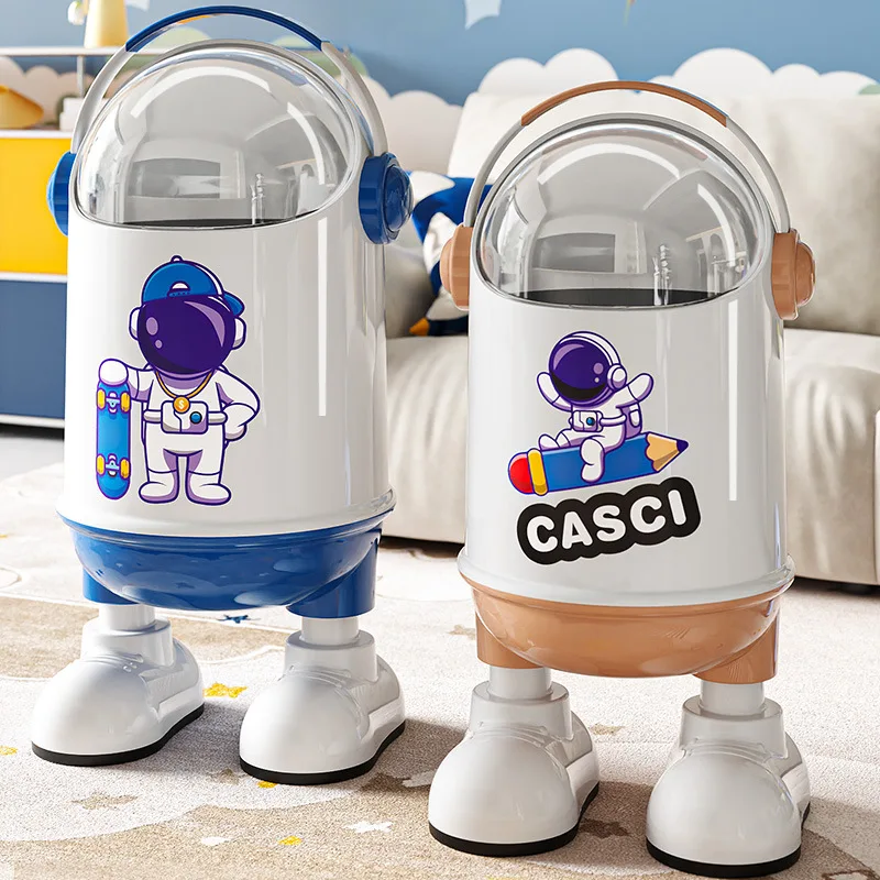 Cute Creative Large-Capacity Lid-Trash Can High-End Aesthetic Adorable Decorative Waste Bin for Living Room Bedroom Kitchen Use
