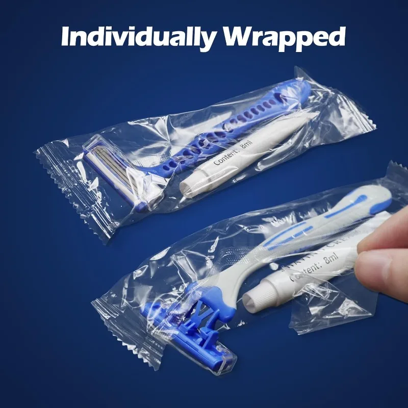 (500 Pack) Kheoxusa 3 Blade Disposable Razor,Three Blade Disposable Razors,Triple Blade Disposable Razors