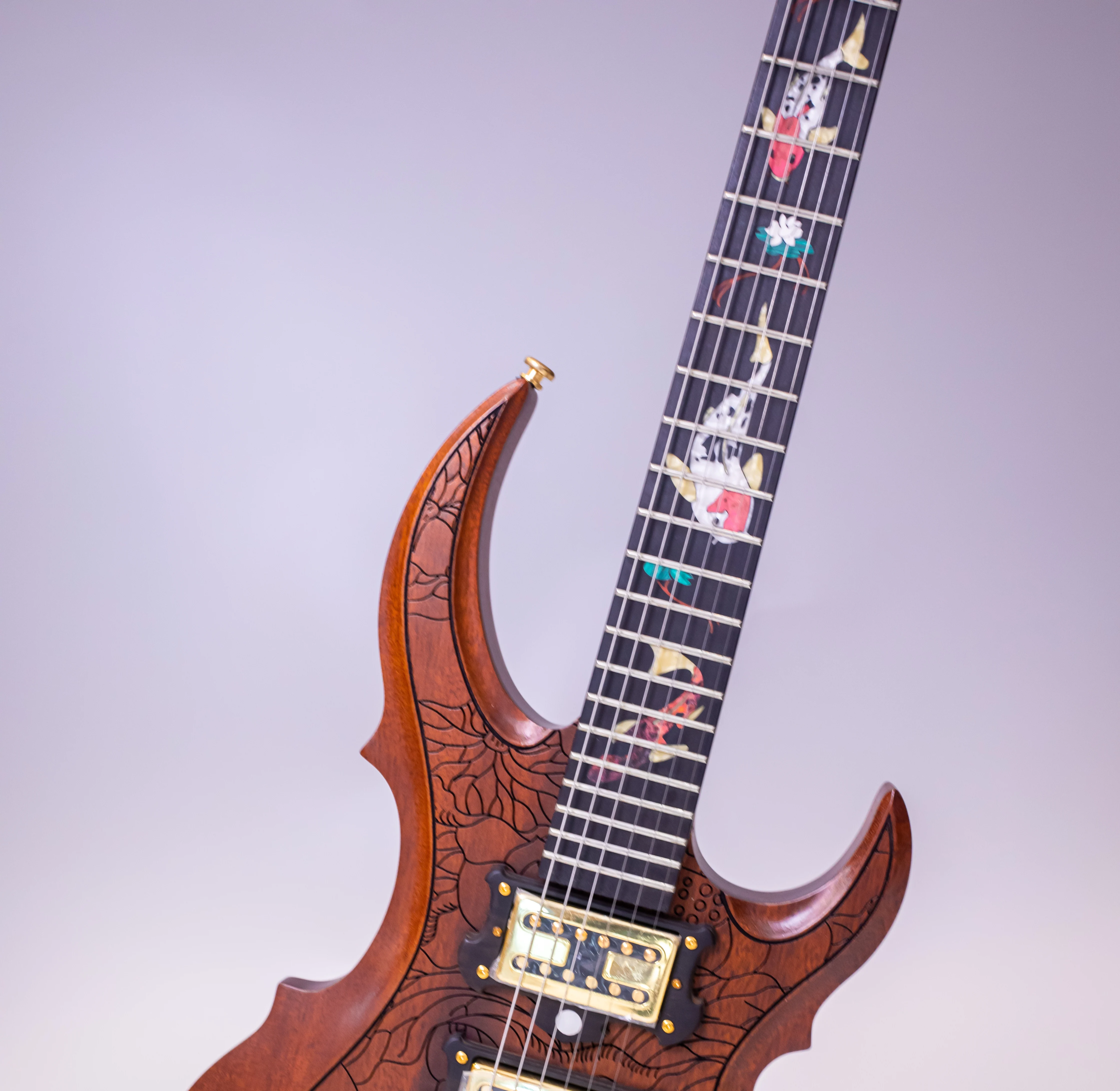 Hand Made Electric Guitar with 24 Chinese Style! Spot 1 Handful! Customizable! Order can be shipped,African Peach Blossom Core.