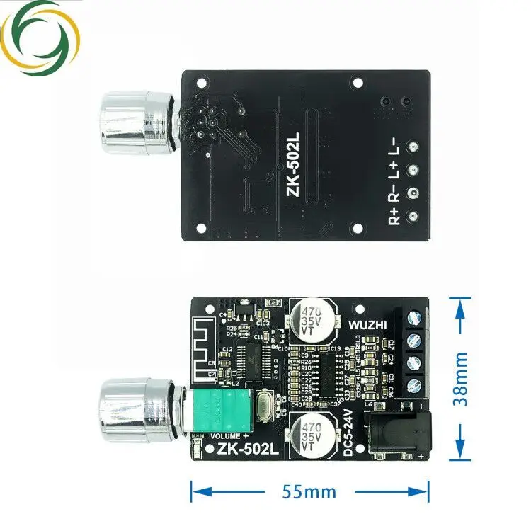 ZK-502L MINI Bluetooth 5.0 DC 5-24V Wireless Audio Digital Power amplifier Stereo board 50Wx2 Bluetooth Amp Amplificador