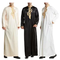 Abaya ropa musulmana para hombre, vestidos islámicos, caftán de Pakistán, Arabia Saudita, Jubba, Thobe marroquí, Dubai, musulmán, negro