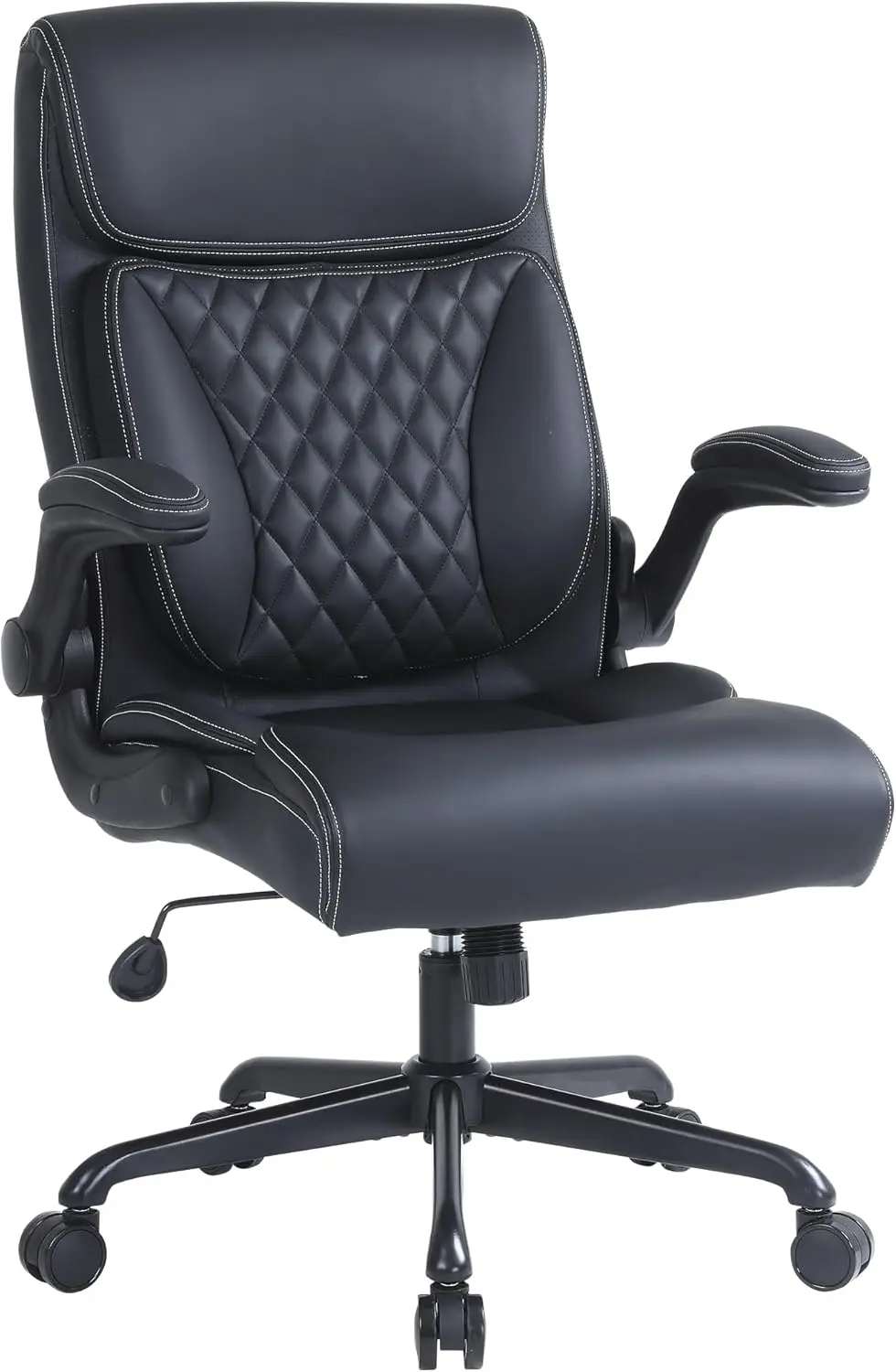 

Executive Office Chair, Pu Leather Ergonomic Computer Desk Chair With Lumbar Support, Flip-Up Armrests And Adjustable Height,