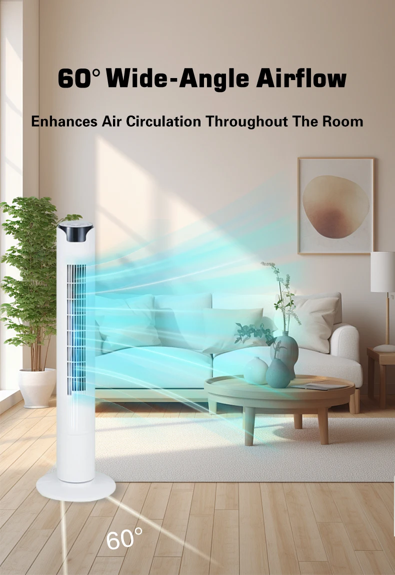 Tower fan Bladeless 90 Degree Oscillating with Remote control Low Noise 7.5H Timing Black White color Dropshipping