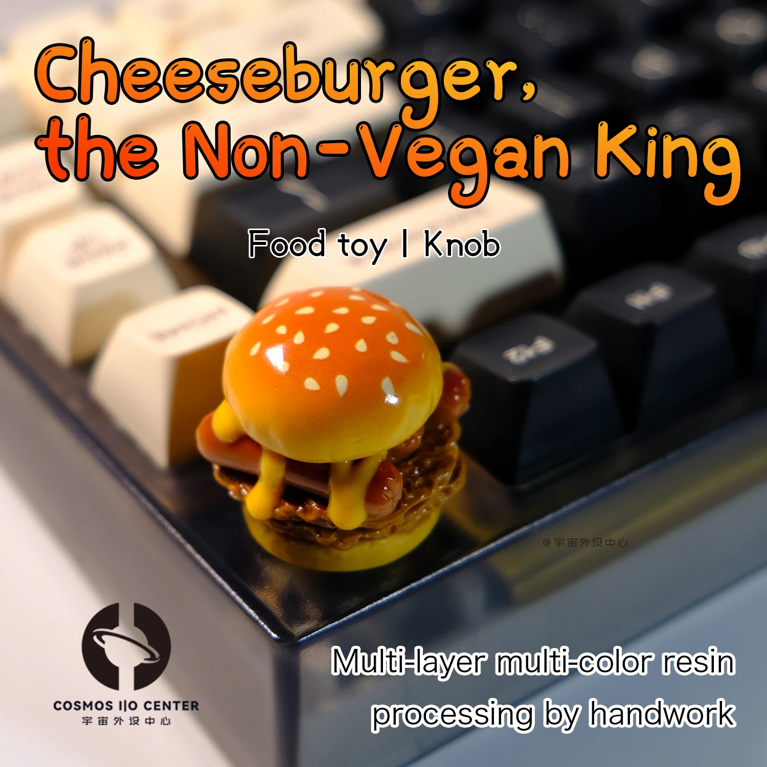 Ultra‑Realistic Fast‑Food Style Burger Handmade 3D Keyboard Knob Cap, Artisan Food‑Themed Custom Mechanical Desk Decor Gift