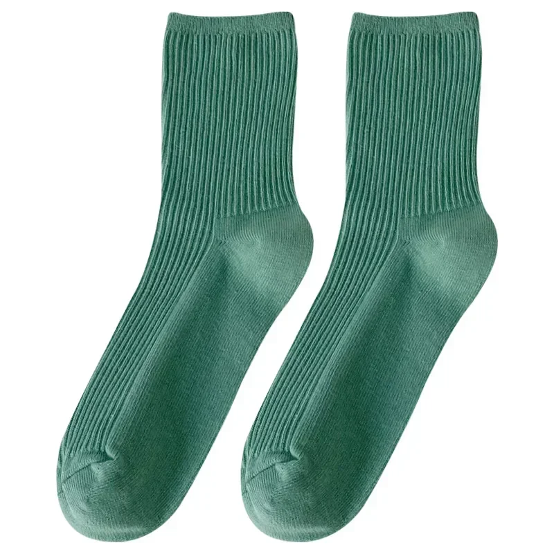 Women Socks New Trends Spring Solid Color Green Crew Socks Breathable Casual Japanese Style Slouch Socks for Women Short Носки