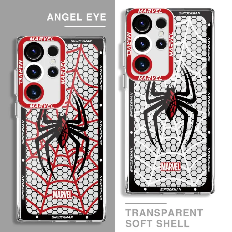 HOT Marvel Spider Man Spider Phone Case for Samsung Galaxy S24 Ultra Note20 S21 S23 FE S22 Plus S20 FE Clear Coque Back