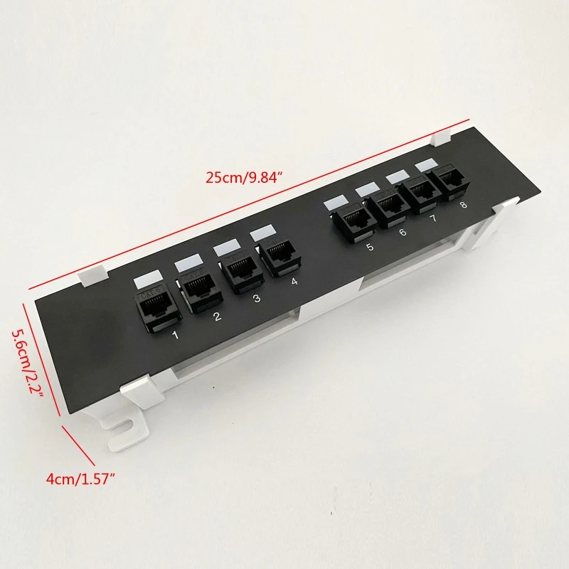 8-Port Cat6 Patch Panel with Wall Mount Bracket RJ45 Keystone Networking Dropship