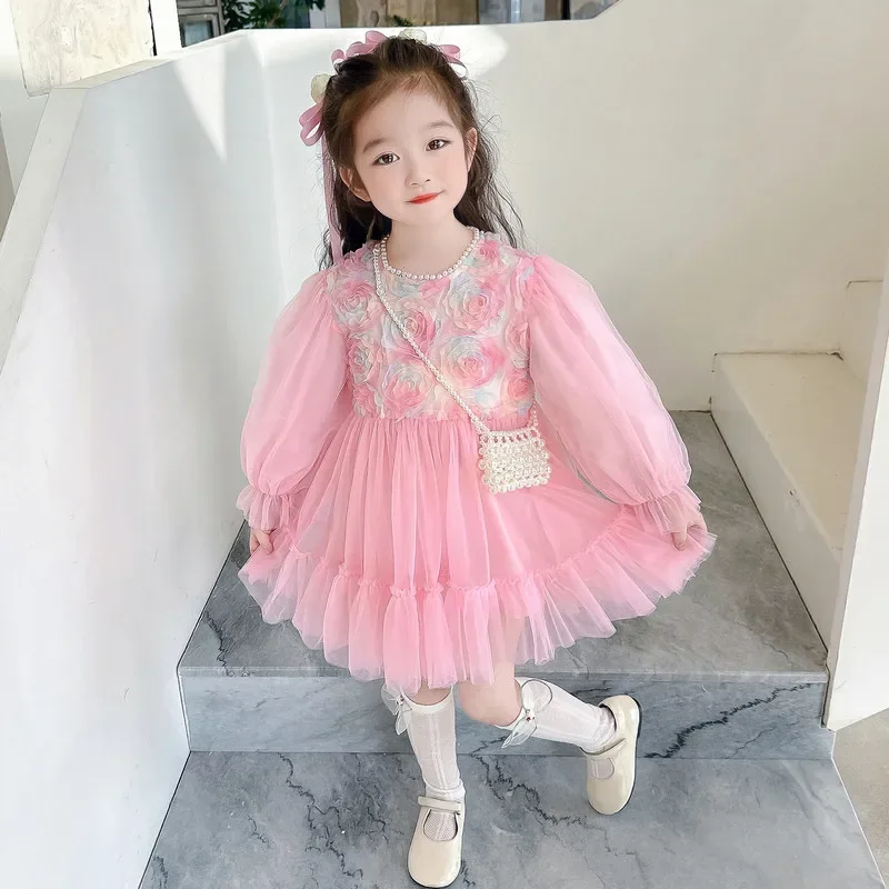 

Spring baby girls dress children casual clothes floral dress birthday party princess dress 2-8 years holiday kids clothing