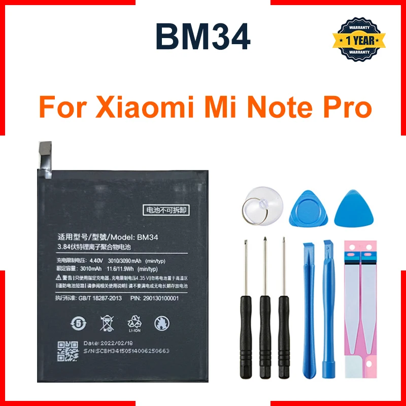 NEW BM34 Battery Replacement For Xiaomi Mi Note Top Version Bateria Repair Phone 3010mAh Batteries