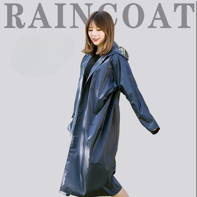 Navy Blue Adult Transparent Small Brim Polyester Composite PVC Long Wear Unisex Raincoat, Rain Coat Women,  Poncho Men