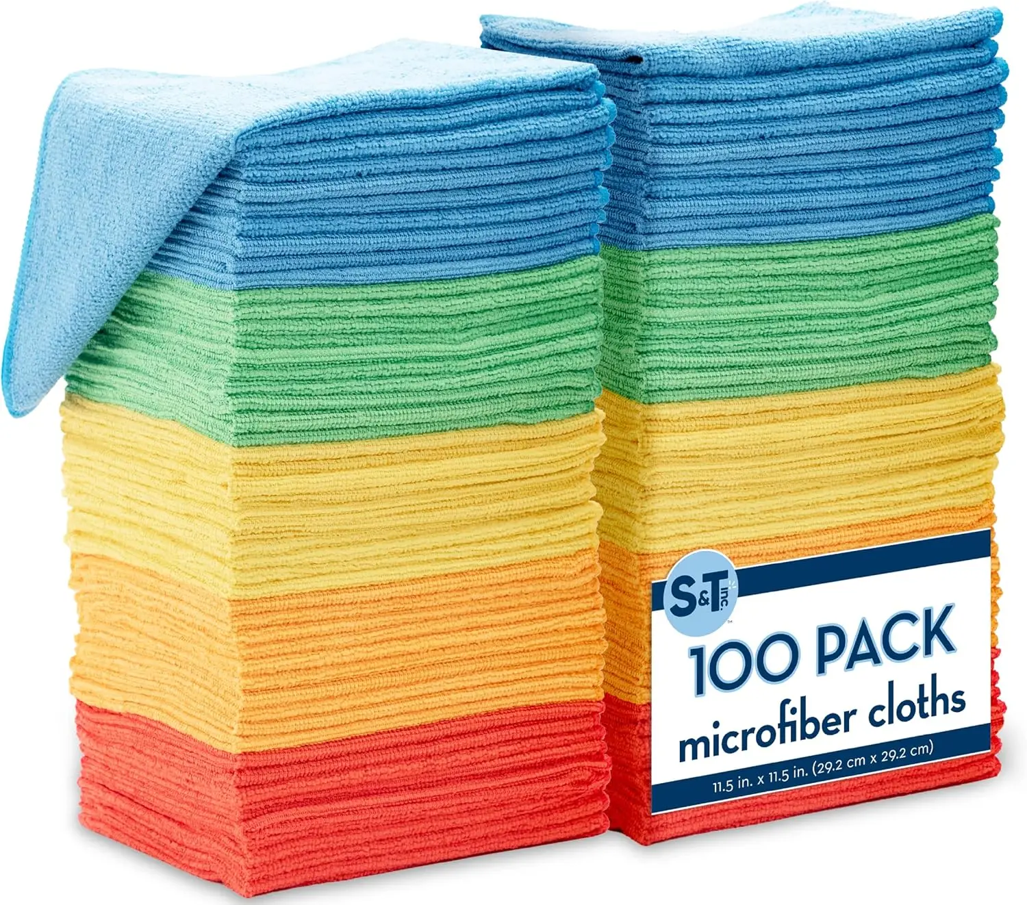 

100 Pack Microfiber Cleaning Cloths, Reusable Towels for Home and Cars, Assorted Colors, 11.5x11.5 Inches