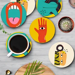 6Pcs Cup Mat Coaster Picasso style Acrylic Cup Drink Mat Plate Coasters for Mugs and Cups Rug Pad