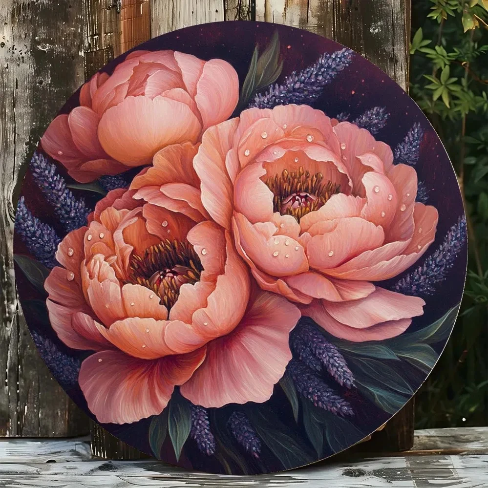 Classic Vintage Peony Design, Suitable for Kitchen, Christmas, and Halloween - Iron Wall Decoration Sign
