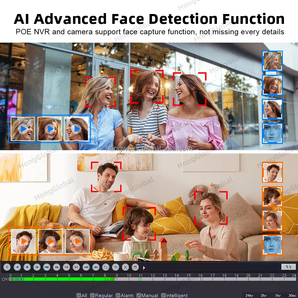 HongGlobal 4MP 8CH 2K grabadora de vídeo en red POE NVR juego de cámaras de seguridad para el hogar sistema de vigilancia IP sistema de cámara CCTV inalámbrico