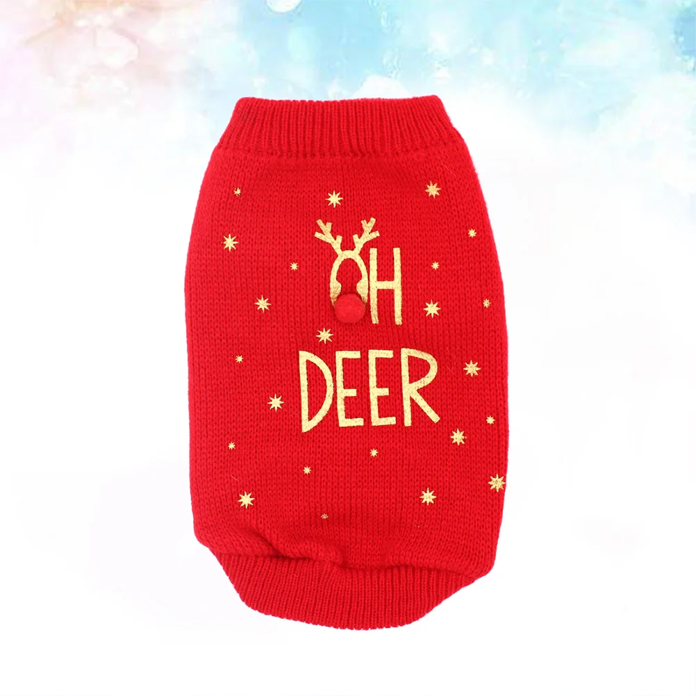 

1Pcs Dog Christmas Sweater Warm Wool Letters Design Easy Wear Outdoor Pet Clothes Size Xs Pet Sweater Dog Clothes
