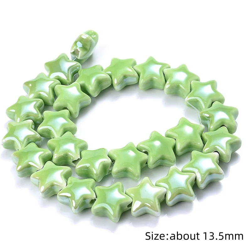 10pcs Colorful Star Ceramic Charm Beads Glazed Mixed Five-pointed Star Spacer Beads For Jewelry Diy Making Bracelet Accessories