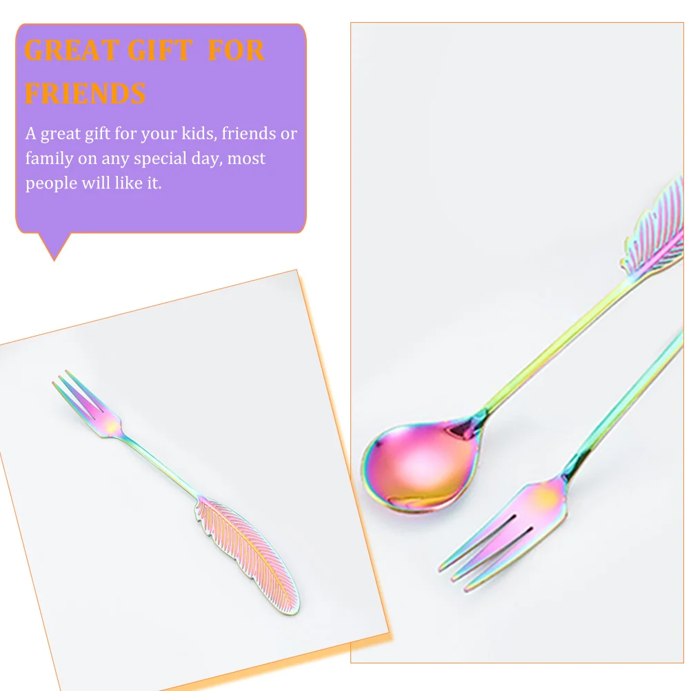 

2pcs Spoon Fork Stainless Steel Dessert Utensils Set For Ice Cream Tea Coffee Mini Serving Kitchen Tableware